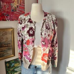cherokee floral multicolored button up cardigan
